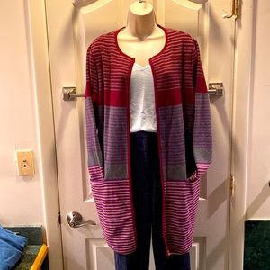 Talbots multicolored long cardigan with pockets